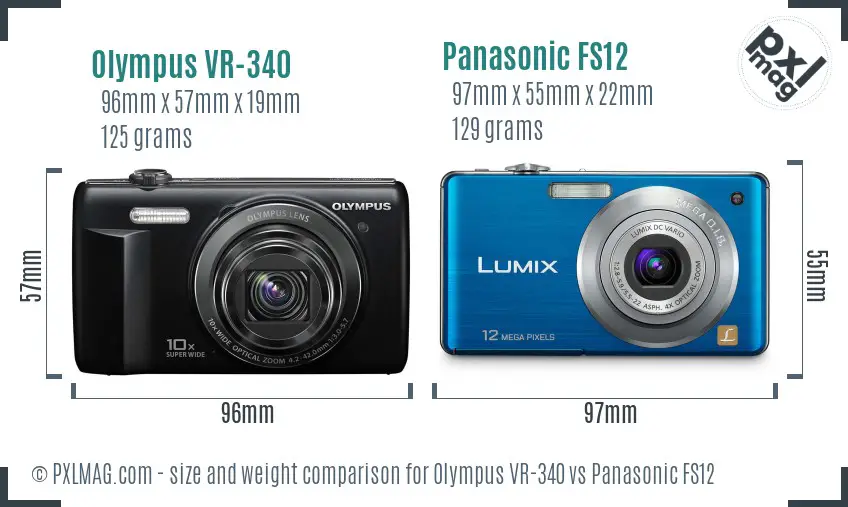 Olympus VR-340 vs Panasonic FS12 size comparison