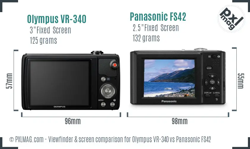 Olympus VR-340 vs Panasonic FS42 Screen and Viewfinder comparison