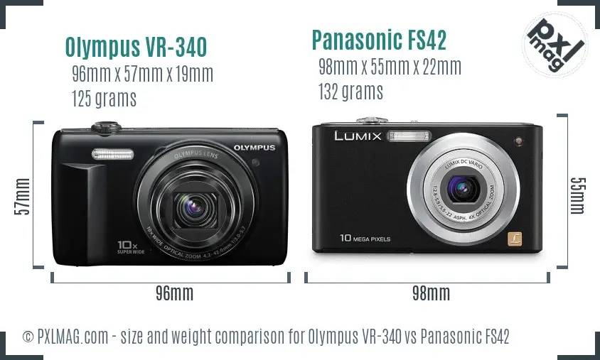 Olympus VR-340 vs Panasonic FS42 size comparison