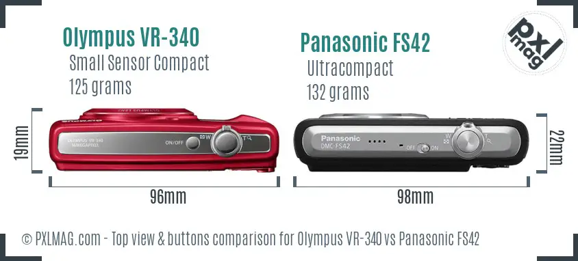 Olympus VR-340 vs Panasonic FS42 top view buttons comparison