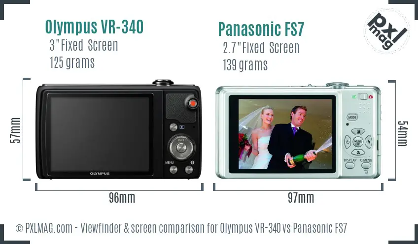 Olympus VR-340 vs Panasonic FS7 Screen and Viewfinder comparison