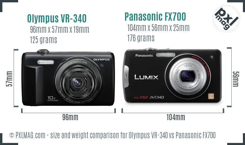 Olympus VR-340 vs Panasonic FX700 size comparison Olympus VR-340 vs Panasonic FX700 size comparison