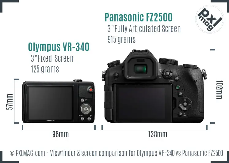 Olympus VR-340 vs Panasonic FZ2500 Screen and Viewfinder comparison Olympus VR-340 vs Panasonic FZ2500 Screen and Viewfinder comparison