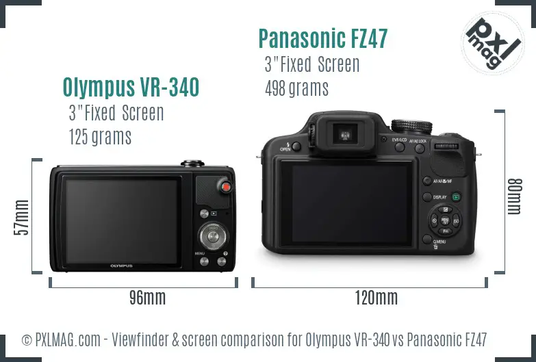 Olympus VR-340 vs Panasonic FZ47 Screen and Viewfinder comparison