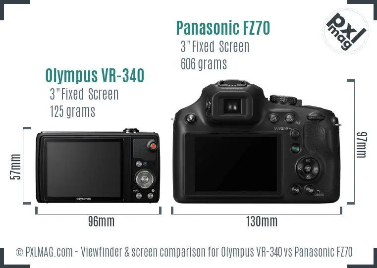 Olympus VR-340 vs Panasonic FZ70 Screen and Viewfinder comparison