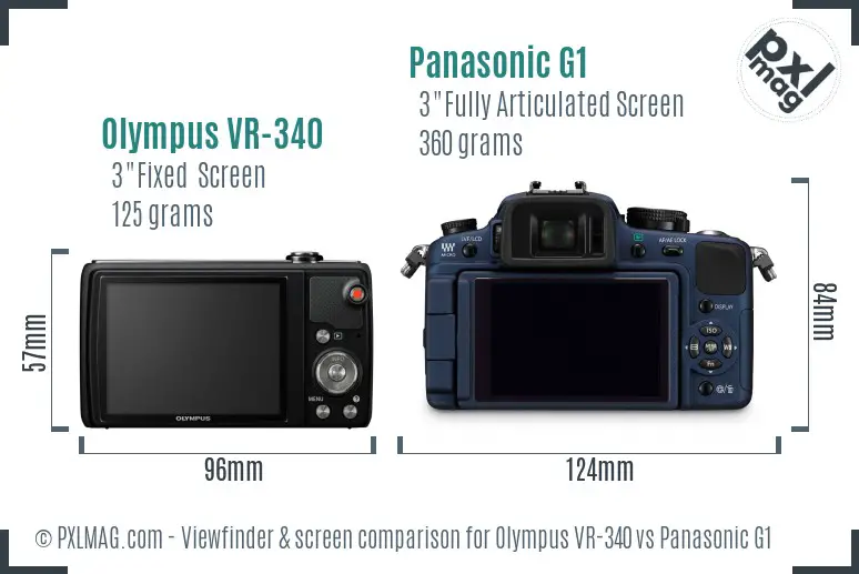 Olympus VR-340 vs Panasonic G1 Screen and Viewfinder comparison