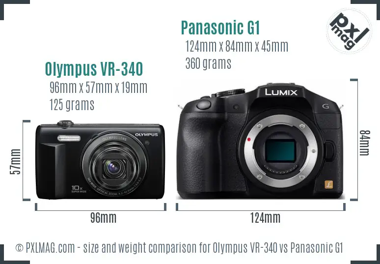 Olympus VR-340 vs Panasonic G1 size comparison