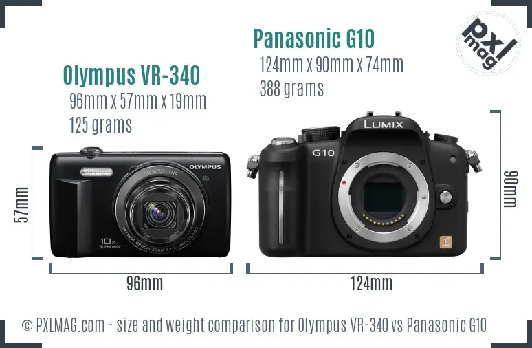 Olympus VR-340 vs Panasonic G10 size comparison