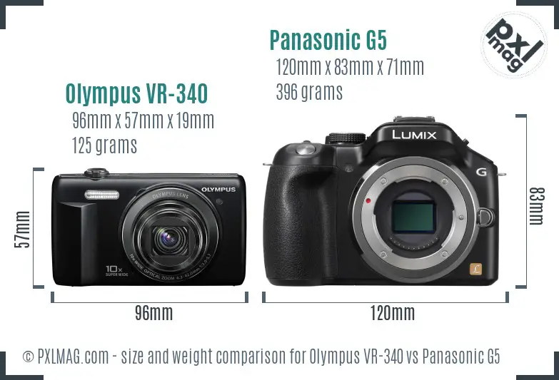 Olympus VR-340 vs Panasonic G5 size comparison