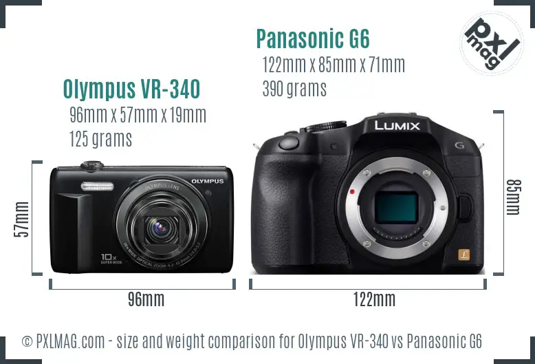 Olympus VR-340 vs Panasonic G6 size comparison