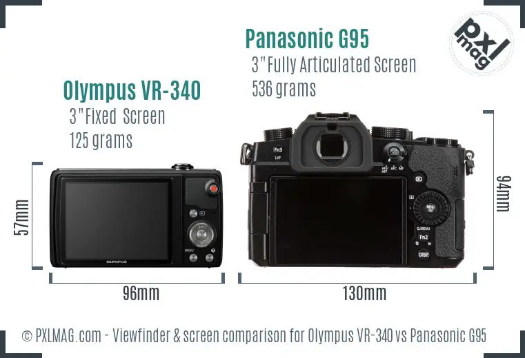 Olympus VR-340 vs Panasonic G95 Screen and Viewfinder comparison