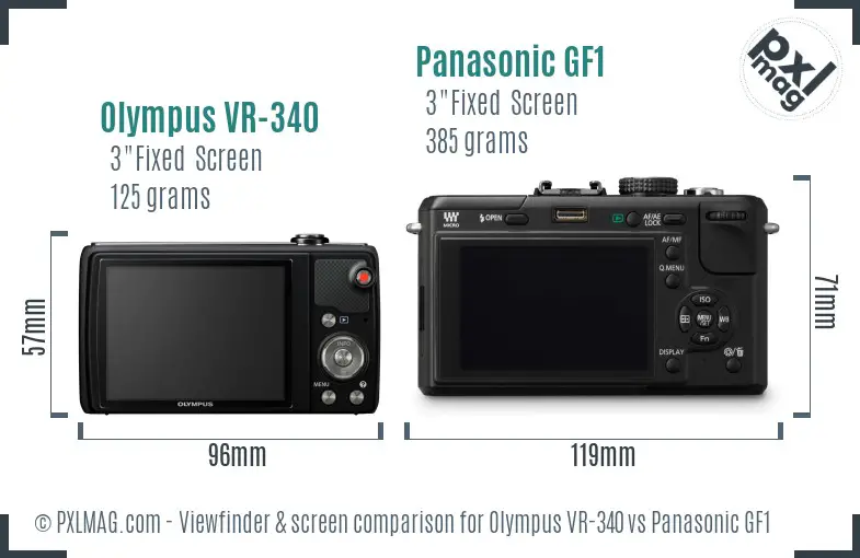 Olympus VR-340 vs Panasonic GF1 Screen and Viewfinder comparison
