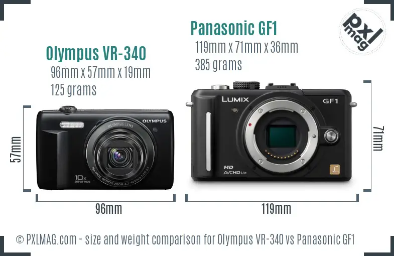 Olympus VR-340 vs Panasonic GF1 size comparison