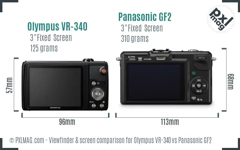 Olympus VR-340 vs Panasonic GF2 Screen and Viewfinder comparison