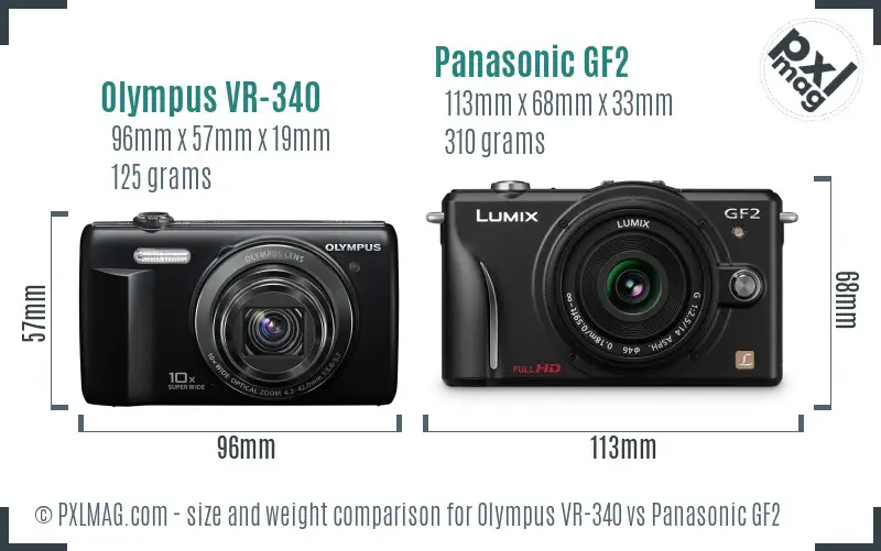 Olympus VR-340 vs Panasonic GF2 size comparison