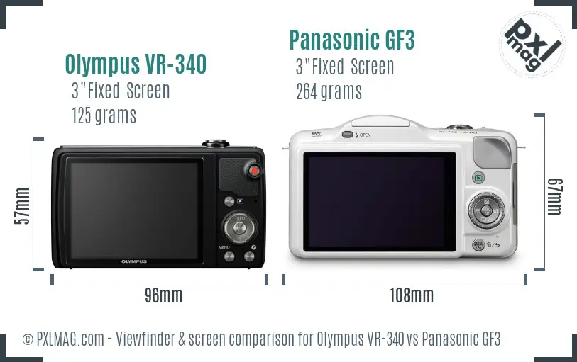 Olympus VR-340 vs Panasonic GF3 Screen and Viewfinder comparison