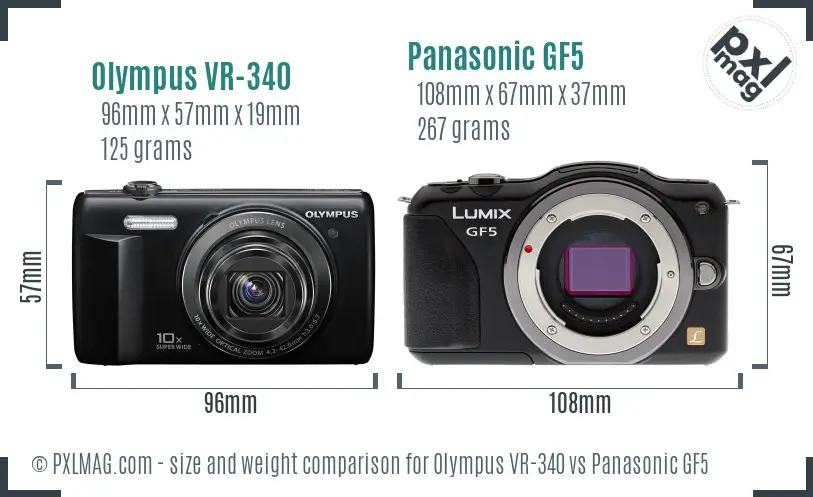 Olympus VR-340 vs Panasonic GF5 size comparison