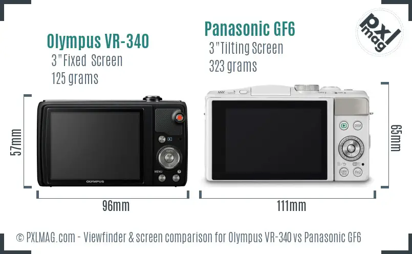 Olympus VR-340 vs Panasonic GF6 Screen and Viewfinder comparison