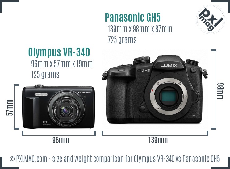 Olympus VR-340 vs Panasonic GH5 size comparison Olympus VR-340 vs Panasonic GH5 size comparison