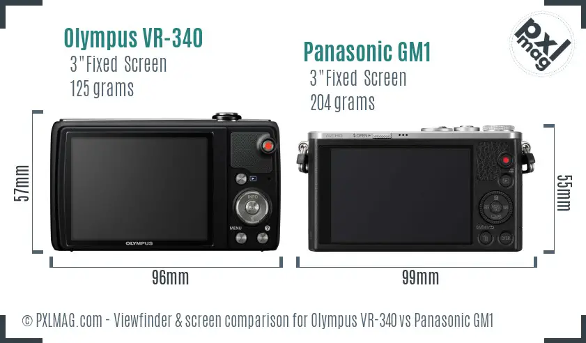 Olympus VR-340 vs Panasonic GM1 Screen and Viewfinder comparison