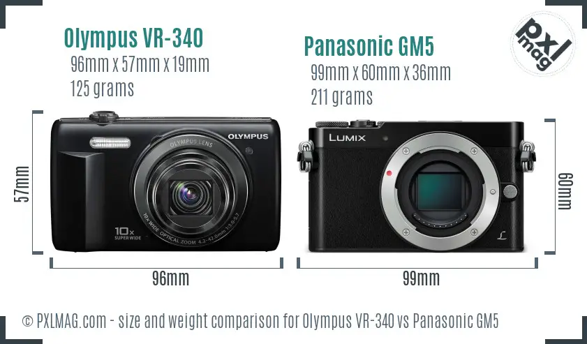 Olympus VR-340 vs Panasonic GM5 size comparison Olympus VR-340 vs Panasonic GM5 size comparison