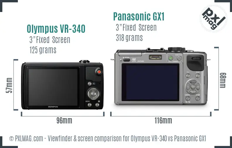 Olympus VR-340 vs Panasonic GX1 Screen and Viewfinder comparison Olympus VR-340 vs Panasonic GX1 Screen and Viewfinder comparison