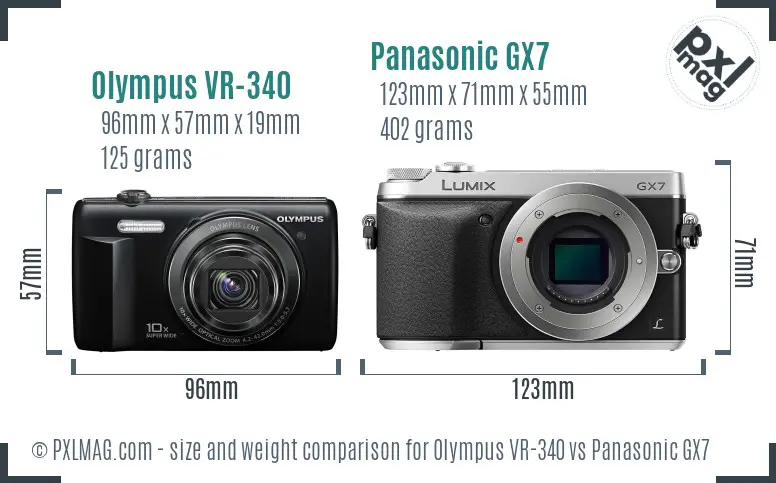 Olympus VR-340 vs Panasonic GX7 size comparison