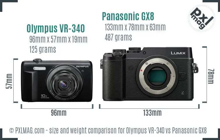 Olympus VR-340 vs Panasonic GX8 size comparison