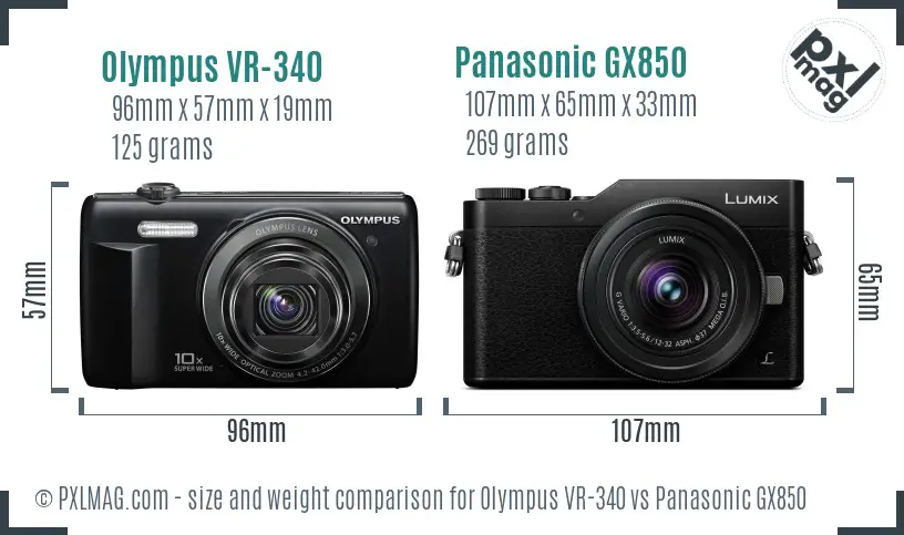 Olympus VR-340 vs Panasonic GX850 size comparison