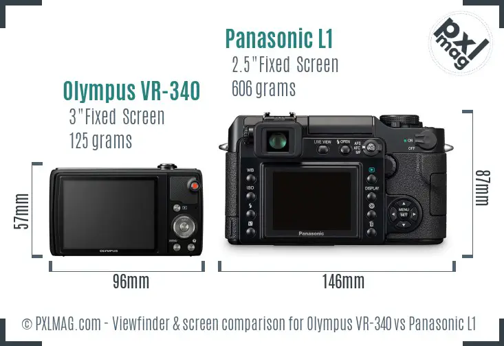 Olympus VR-340 vs Panasonic L1 Screen and Viewfinder comparison