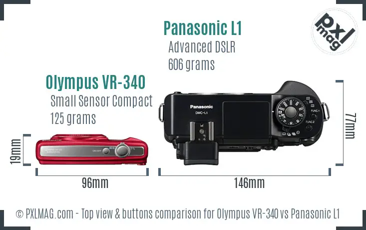 Olympus VR-340 vs Panasonic L1 top view buttons comparison