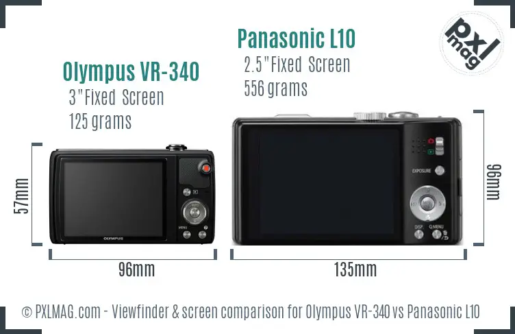 Olympus VR-340 vs Panasonic L10 Screen and Viewfinder comparison Olympus VR-340 vs Panasonic L10 Screen and Viewfinder comparison