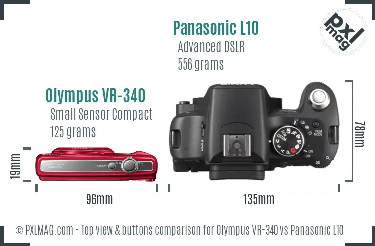 Olympus VR-340 vs Panasonic L10 top view buttons comparison Olympus VR-340 vs Panasonic L10 top view buttons comparison