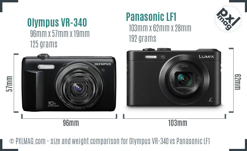 Olympus VR-340 vs Panasonic LF1 size comparison