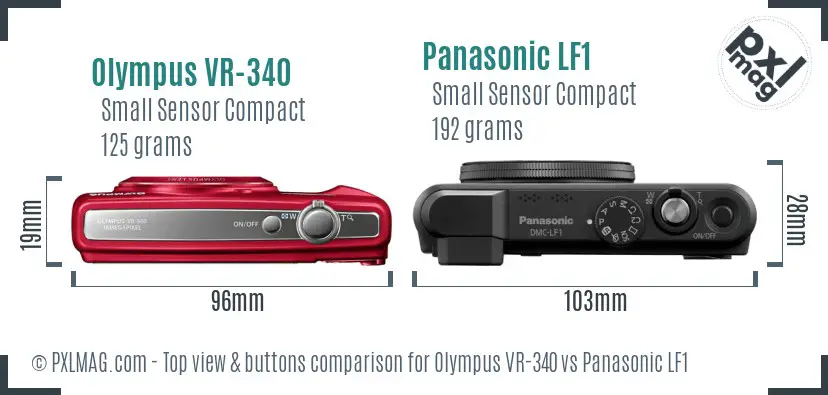 Olympus VR-340 vs Panasonic LF1 top view buttons comparison