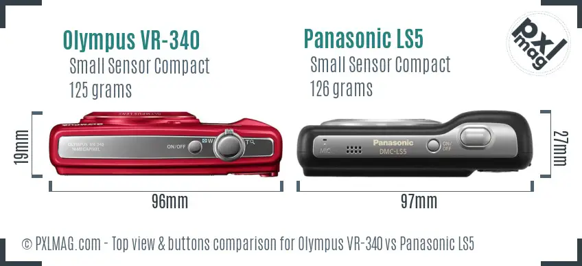 Olympus VR-340 vs Panasonic LS5 top view buttons comparison Olympus VR-340 vs Panasonic LS5 top view buttons comparison