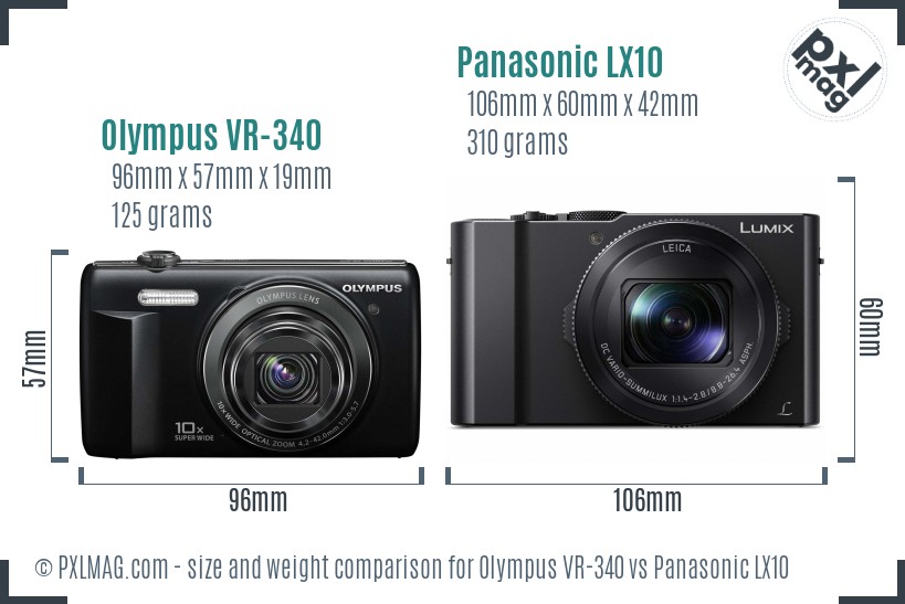 Olympus VR-340 vs Panasonic LX10 size comparison