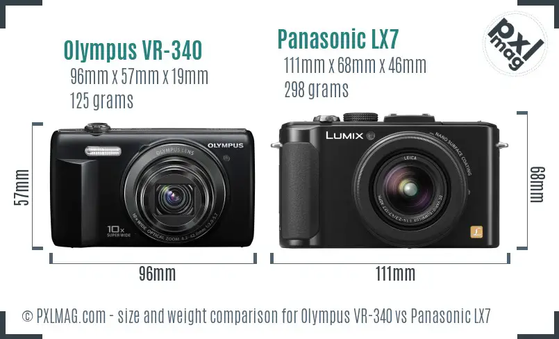 Olympus VR-340 vs Panasonic LX7 size comparison