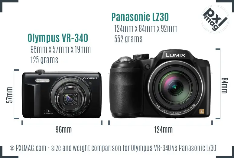 Olympus VR-340 vs Panasonic LZ30 size comparison