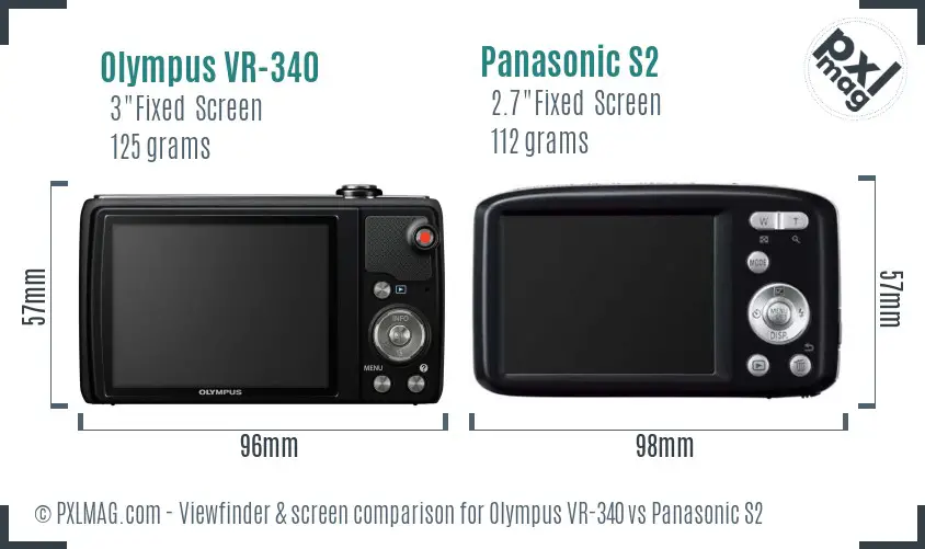Olympus VR-340 vs Panasonic S2 Screen and Viewfinder comparison