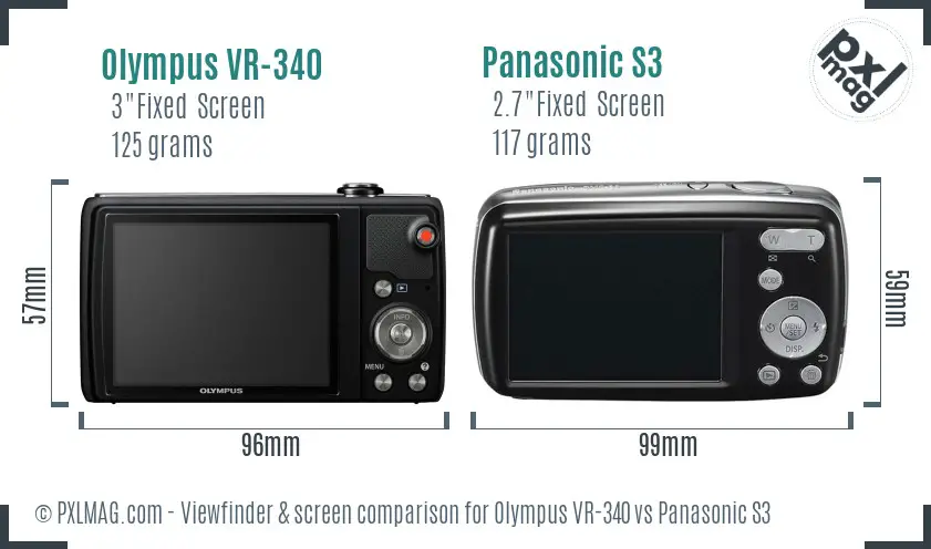 Olympus VR-340 vs Panasonic S3 Screen and Viewfinder comparison