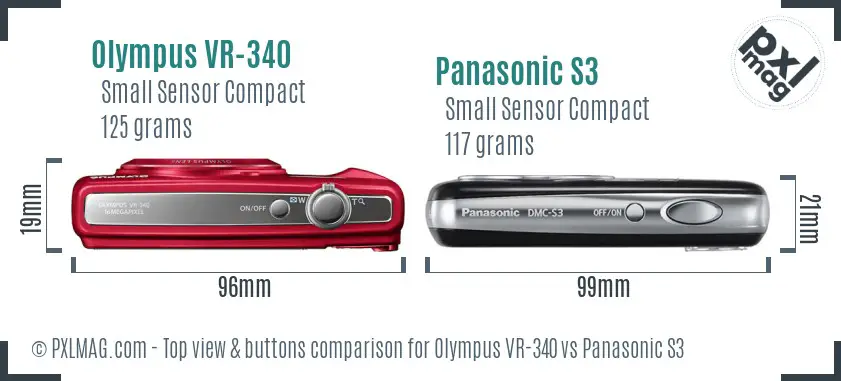 Olympus VR-340 vs Panasonic S3 top view buttons comparison