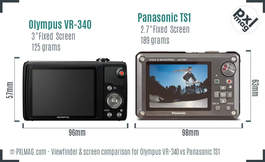 Olympus VR-340 vs Panasonic TS1 Screen and Viewfinder comparison