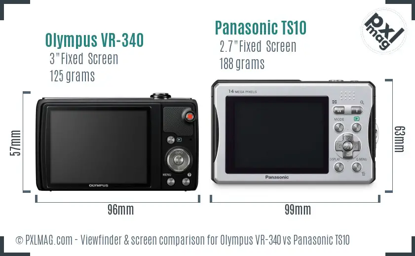 Olympus VR-340 vs Panasonic TS10 Screen and Viewfinder comparison Olympus VR-340 vs Panasonic TS10 Screen and Viewfinder comparison