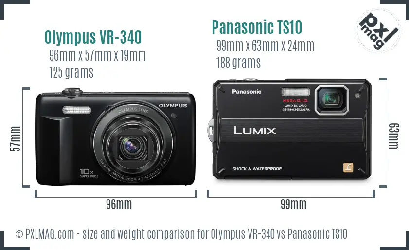 Olympus VR-340 vs Panasonic TS10 size comparison Olympus VR-340 vs Panasonic TS10 size comparison