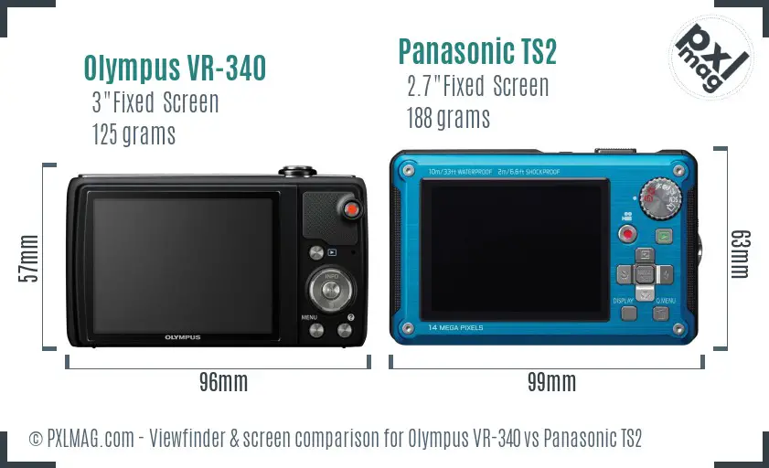 Olympus VR-340 vs Panasonic TS2 Screen and Viewfinder comparison