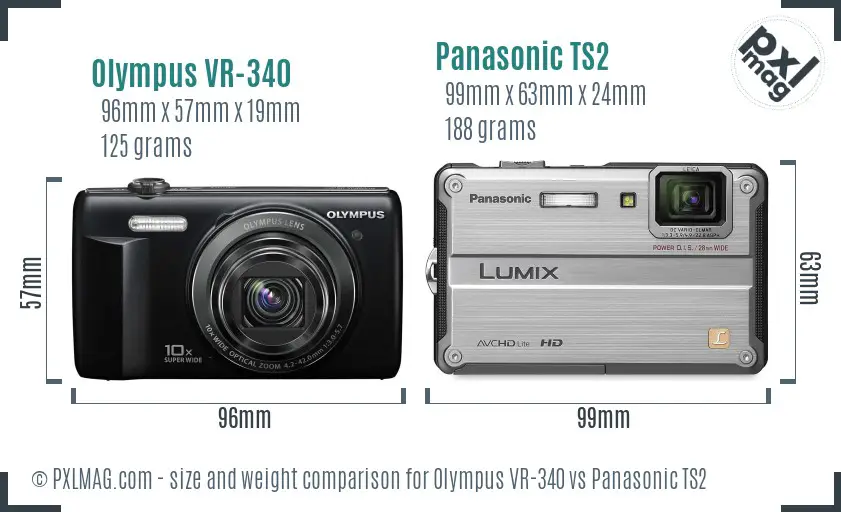 Olympus VR-340 vs Panasonic TS2 size comparison