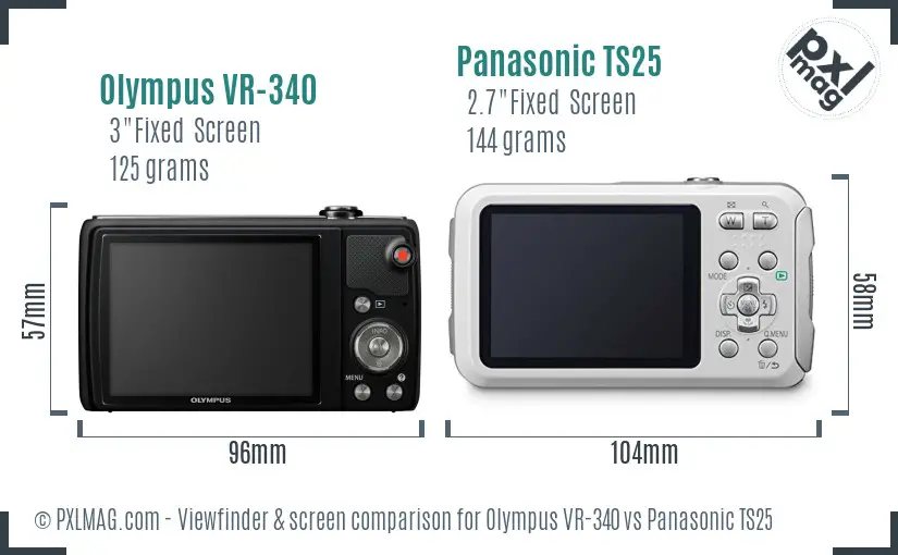 Olympus VR-340 vs Panasonic TS25 Screen and Viewfinder comparison