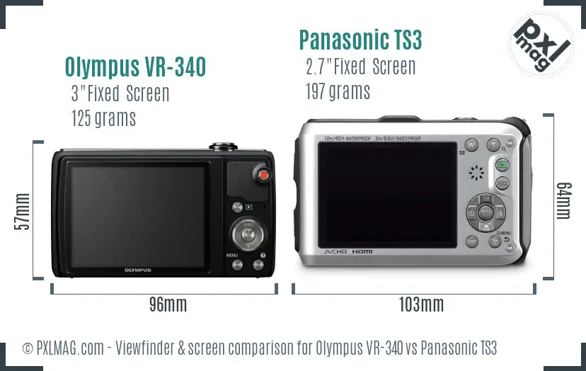 Olympus VR-340 vs Panasonic TS3 Screen and Viewfinder comparison
