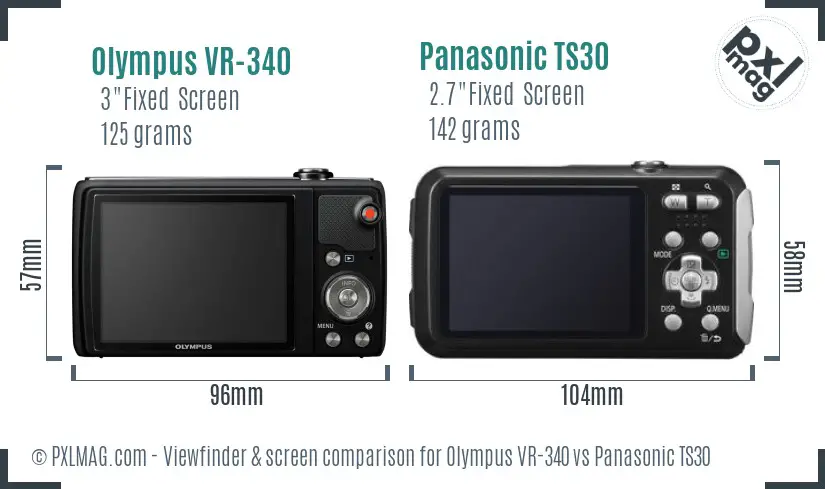 Olympus VR-340 vs Panasonic TS30 Screen and Viewfinder comparison